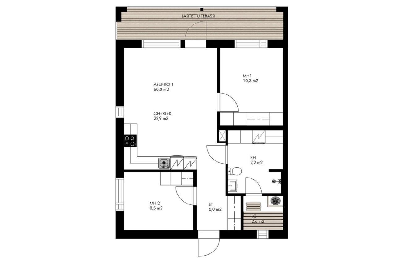 Apartment Tuomenkartano B1 Iso Huoneisto Saunalla 卡拉约基 外观 照片